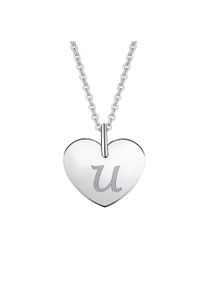 ONE ELEMENT Damen Ketten-Anhänger "Herz mit Gravur U Buchstaben Anhänger aus 333 Weißgold", U, Weißgold 333, silber, Weißgold 333, Schmuckanhänger,