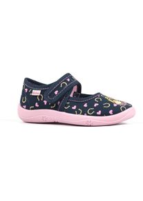 Richter Kinder Hausschuh, Gr. 34, bunt, Baumwolle, kontrastfarbene Details, klassisch, Schuhe, Klettschuh, Kindergarten Schuh mit süßem Print