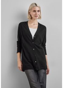 Street One Damen Cardigan, schwarz, casual, Gr. 34, unifarben, Stoff, 52% Viskose, 28% Polyester, 20% Polyamid, Strickjacken, mit V-Ausschnitt