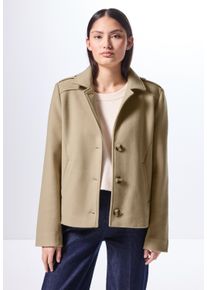 Damen Kurzjacke, beige, casual, Gr. 44, STREET ONE STUDIO, unifarben, Stoff, Obermaterial: 90% Polyester, 10% Viskose; Futter: 100% Polyester,