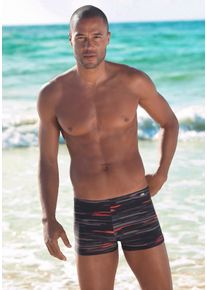 Kangaroos Herren Boxer-Badehose, schwarz, Gr. 4, gestreift, Polyamid, Badehosen, mit Streifendesign
