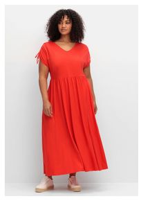 sheego Damen Jerseykleid "Große Größen", rot, feminin, Gr. 50, unifarben, Obermaterial: 50% Baumwolle, 50% Modal, Kleider, mit Tunnelzug am Ärmel