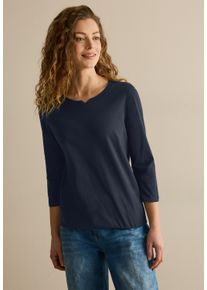 Cecil Damen 3/4-Arm-Shirt, blau, casual, Gr. XXL, unifarben, Web, 100% Baumwolle, Shirts, aus reiner Baumwolle