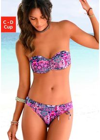 Buffalo Damen Bandeau-Bikini-Top "Shari", lila, Gr. 38, Paisleymuster, Microfaser, Polyamid, Microfaser, Bikini-Oberteile, mit Paisleydruck