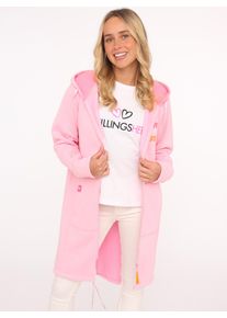 Zwillingsherz Damen Jerseymantel ""Hope Love Luck"", rosa, modisch, Gr. L, Sweatware, Obermaterial: 50% Baumwolle, 50% Polyester, Mäntel, mit langem