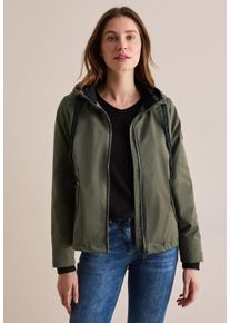Cecil Damen Kurzjacke, grün, casual, Gr. XXL, unifarben, Stoff, 100% Polyester, Jacken, mit Kapuze mit Schriftzug