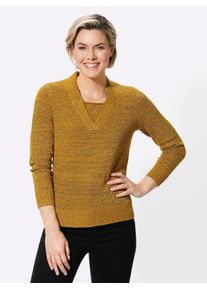 Classic Basics Damen 2-in-1-Pullover "Pullover", gelb, Gr. 40, meliert, 70% Polyacryl, 30% Polyester, Pullover