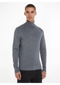 Calvin Klein Herren Rollkragenpullover "SUPERIOR WOOL TURTLE NECK", grau, Gr. XXXL, Feinstrick, Obermaterial: 100% Wolle, Pullover, mit Logostickerei