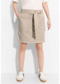 Cecil Damen Sommerrock, beige, casual, Gr. XXL, unifarben, Web, 98% Baumwolle, 2% Elasthan, Röcke, mit Elastikbund und Stoffgürtel