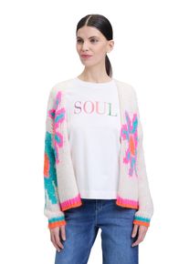 Cartoon Damen Strickjacke "Cartoon Strick-Cardigan mit Intarsie", pink, modisch, Gr. 34, Obermaterial: 57% Polyacryl, 29% Polyamid, 7% Wolle, 7%