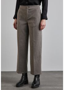 Street One Damen Stoffhose, braun, casual, Gr. 44, kariert, Web, Obermaterial: 81% Polyester, 9% Viskose, 6% metallisierte Fasern, 4% Elasthan, Hosen