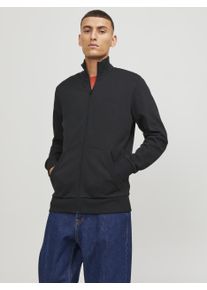 Jack & Jones JACK & JONES Herren Sweatjacke "JJEPAULOS SWEAT ZIP NOOS", schwarz, modisch, Gr. S, unifarben, angeraute Sweatware, Obermaterial: 50% Baumwolle, 50%