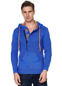 Rusty Neal Herren Kapuzensweatshirt, blau, casual, Gr. M, mehrfarbig, 70% Polyacryl, 30% Baumwolle, Sweatshirts, mit stylischem Ausschnitt