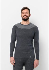 Jack Wolfskin Herren Langarmshirt "SEAMLESS WOOL L/S M", grau, Gr. XXL, 55% WOLLE (MERINO), 43% POLYAMID, 2% ELASTHAN, Shirts