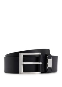 BOSS Damen Ledergürtel "Connio", schwarz, casual, Gr. 85, unifarben, Leder, Gürtel, silberfarbene Schließe & Logo-Schriftzug auf der Schlaufe