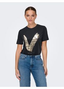 Only Damen Kurzarmshirt "ONLFREE LIFE MODAL S/S ATELIER TOP JRS"schwarz print:utility vibrance, modisch, Gr. XS, bedruckt, Jersey, Obermaterial: 70%