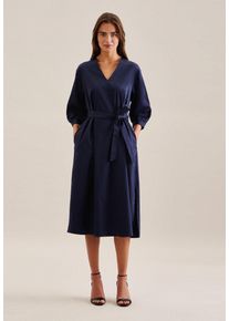 Seidensticker Damen Sommerkleid "Schwarze Rose", blau, Gr. 36, unifarben, 97% Baumwolle 3% Elastan, Kleider, 3/4-Arm V-Neck Uni
