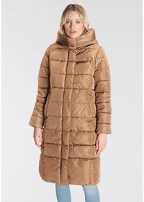 Only Damen Steppmantel "ONLTINA PUFFER X LONG COAT OTW", braun, casual, Gr. M, unifarben, leicht glänzend, Web, Steppware, Obermaterial: 100%
