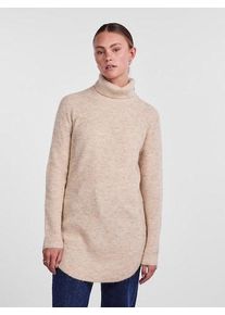 Pieces Damen Rollkragenpullover "PCELLEN LS LONG KNIT NOOS BC", weiß, casual, Gr. L, unifarben, Strick, Obermaterial: 62% Polyester, 22% Polyacryl,