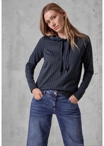 Cecil Damen Kapuzenshirt, blau, casual, Gr. XXL, gestreift, Stoff, 50% Polyester, 42% Viskose, 8% Metallfasern, Shirts, mit Glitzer-Details