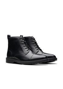 Clarks Herren Winterstiefel "Aldwin Cap", Gr. 41, schwarz, Leder, elegant, Schuhe, Festtagsschuh, Stiefelette, Anzugschuh mit Blockabsatz