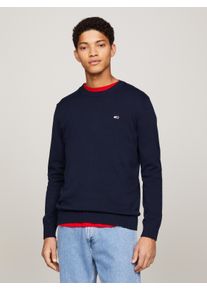Tommy Jeans Herren Rundhalspullover "TJM SLIM ESSENTIAL LIGHT SWEATER", blau, casual, Gr. XL, Strick, Obermaterial: 100% Baumwolle, Pullover, mit