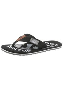 Tommy Hilfiger Herren Zehentrenner "ESSENTIAL TH BEACH SANDAL", Gr. 47, schwarz, Textil, Leder, sportlich, Schuhe, Sommerschuh, Schlappen,