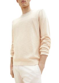 Tom Tailor Herren Rundhalspullover, beige, casual, Gr. XL, Obermaterial: 55% Leinen, 45% Baumwolle, Pullover