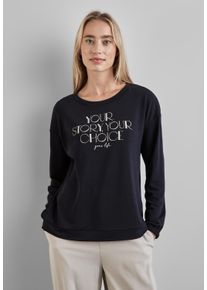 Street One Damen Langarmshirt, blau, casual, Gr. 34, bedruckt, Stoff, 62% Polyester, 33% Viskose, 5% Elasthan, Shirts, Rundhalsausschnitt