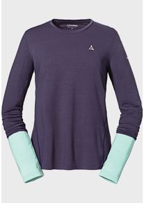 Schöffel SCHÖFFEL Damen Funktionsshirt "Longsleeve Sandegg L", lila, sportlich, Gr. 44, 77%Polyester 18%Lyocell 5%Elasthan, Shirts