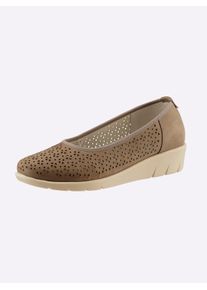 Classic Basics Damen Ballerina, Gr. 40, braun, Veloursleder, Basic, Schuhe