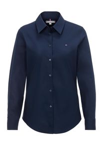 Tommy Hilfiger Damen Hemdbluse "STRETCH REGULAR LS SHIRT", blau, casual, Gr. 40, unifarben, Web, Obermaterial: 97% Baumwolle, 3% Elasthan, Blusen,