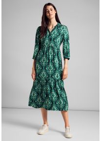 Street One Damen Midikleid, grün, casual, Gr. 38, bedruckt, Stoff, 100% Viskose, Kleider, aus Viskose