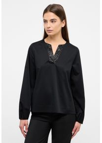 Eterna Damen Longbluse "LOOSE FIT", schwarz, klassisch, Gr. 44, 95% cotton, 5% Elasthan, Blusen, EASY IRON (bügelleicht)