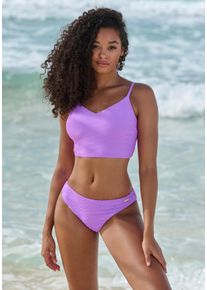 Sunseeker Damen Crop-Bikini-Top "Loretta", lila, Gr. 34, unifarben, Strukturmuster, Polyamid, Bikini-Oberteile, mit Strukturmuster