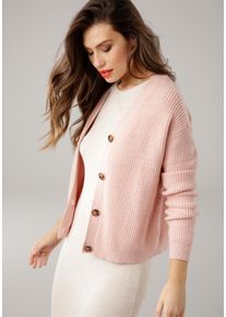 Laura Scott Damen Strickjacke, rosa, Basic, Gr. 44, clean, unifarben, Grobstrick, Obermaterial: 50% Viskose, 28% Polyester, 22% Polyamid,