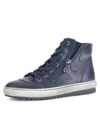 Gabor Damen Sneaker, Gr. 42, blau, Kalbsleder, Ziegenveloursleder, unifarben, sportlich, Schuhe, Freizeitschuh, Halbschuh, Schnürschuh mit