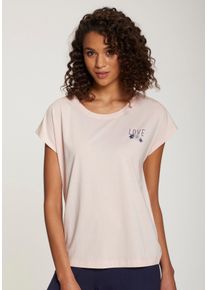 Vivance Dreams Damen T-Shirt, Gr. 32, rosa, Single Jersey, Obermaterial: 50% Baumwolle, 50% Viskose, bedruckt, unifarben, Basic, Shirts, mit kleinem