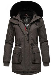 Marikoo Damen Wintermantel "Olessaa", grau, sportlich, Gr. XL, Obermaterial: 100% Baumwolle, Futter: 100% Polyester, Wattierung: 100% Polyester,