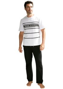 Bruno Banani Herren Pyjama, Gr. 44, schwarz-weiß, Jersey, Obermaterial: 100% Baumwolle, unifarben, Basic, Homewear-Sets, Shirt mit Shorts und langer