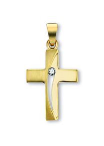 ONE ELEMENT Damen Ketten-Anhänger "Zirkonia Kreuz Anhänger aus 333 Gelbgold", Gelbgold 333, gold, Gelbgold 333, Schmuckanhänger, Damen Gold Schmuck