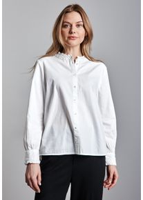 Street One Damen Langarmbluse, weiß, casual, Gr. 44, unifarben, Web, 100% Baumwolle, Blusen, aus reiner Baumwolle