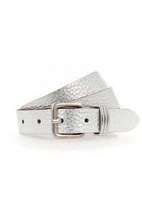 Tamaris Damen Ledergürtel, silber, casual,modisch,festlich,feminin, Gr. 95, glänzend, Rindsleder, Gürtel, mit Metallic-Finish