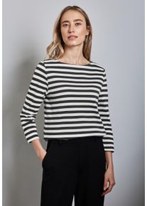 Street One Damen 3/4-Arm-Shirt, schwarz, casual, Gr. 34, gestreift, Web, 100% Baumwolle, Shirts, aus reiner Baumwolle