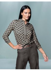 Heine Damen Klassische Bluse, grün, Gr. 42, gemustert, mehrfarbig, bedruckt, 95% Viskose, 5% Elasthan, Blusen