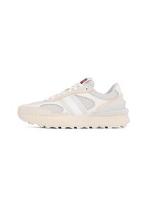 Tommy Jeans Damen Plateausneaker "TJW TECH RUNNER", Gr. 40, beige, Veloursleder, Textil, Lederimitat, sportlich, Schuhe, Freizeitschuh, Halbschuh,