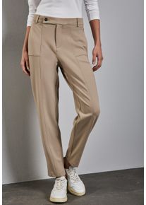 Street One Damen Stoffhose, beige, casual, Gr. 34, unifarben, Stoff, 61% Viskose, 32% Polyamid, 7% Elasthan, Hosen, High Waist