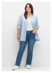 sheego Damen Bootcut-Jeans "Große Größen", blau, casual, Gr. 58, unifarben, Obermaterial: 99% Baumwolle, 1% Elasthan, Jeans, SUSANNE ideal bei viel