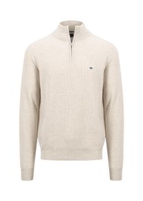 Fynch-Hatton Herren Troyer, weiß, casual, Gr. 4XL, Strukturmuster, Strick, Obermaterial: 100% Baumwolle, Pullover, mit Reißverschluss