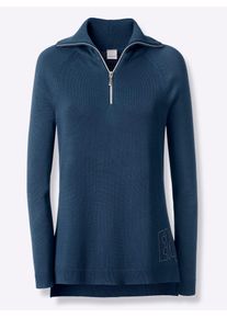 Heine Damen Troyer "Pullover", blau, Gr. 38, unifarben, 90% Viskose, 10% Polyamid, Pullover